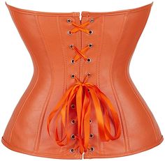 Punk Rock Orange Faux Leather Zipper Front Retro Corset Sexy Fashion Steampunk Faux Leather Corset Perfect outfit for hen nights or burlesque themed parties where you want to look fabulous Designed to lift and support the bust, draws in the waist and flattens the tummy The tightness can be adjusted with the ribbon lace up back US CORSET & BUSTIERS Brand Size Waist X-Small 23 - 24 Small 25 - 26 Medium 27 - 28 Large 29 - 30 X-Large 31 - 32 XX-Large 33 - 34 3X-Large 35 - 36 4X-Large 37 - 38 5X-Larg Halloween Corset For Concert, Halloween Festival Corset, Steampunk Corset Dress, Grey Corset, Pin Up Costume, Leather Corset Top, Burlesque Dancer, Halloween Club, Black Leather Corset