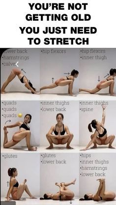 the woman is doing yoga poses with her arms and legs spread out in different positions