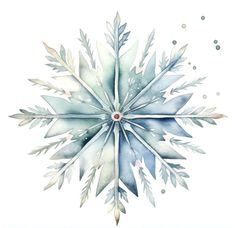 a watercolor painting of a snowflake