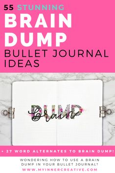 Brain Dump in your Bullet Journal + 55 Inspirational ideas Wanting to know to to create a brain dump in your bullet journal? Or why you should use a brain dump? We cover all these questions as well as alternative names to "Brain Dump"! Things like mind mapping and thought processing! We also have 55 incredible inspirational bullet journal spreads of brain dumps to show you! Brain Dump Journal, Journal Brain Dump Ideas, Brain Dump Notebook, Bujo Brain Dump Layout, Train Of Thought, Sticker Organization