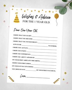 a printable wish list for the new year