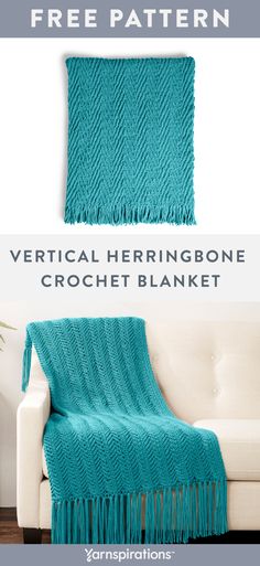 the vertical herringbone crochet blanket is shown with text that reads vertical herringbone crochet blanket