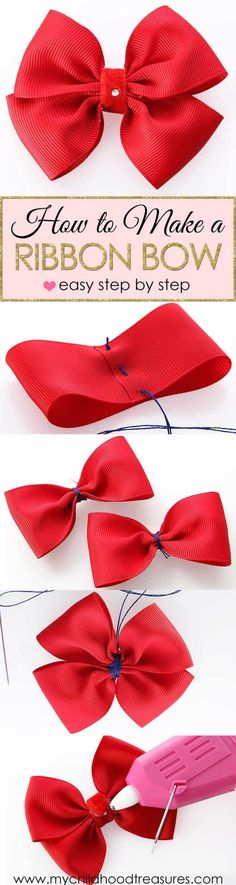 how to make a ribbon bow for hair or headbands - step by step instructions