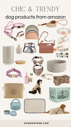 dog products from amazon with text overlay that reads, chic & trendy dog products from amazon