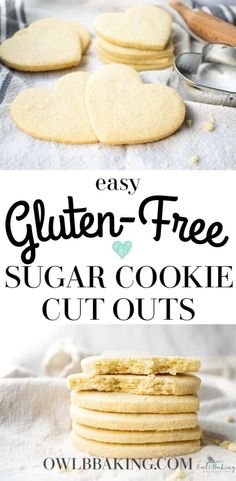 easy gluten - free sugar cookie cut outs with text overlay