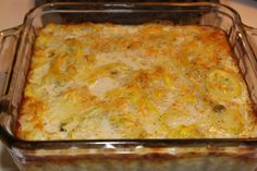 a casserole dish with broccoli and cheese