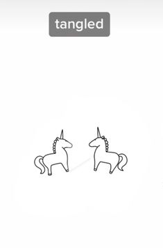 an animated drawing of two unicorns facing each other with the caption'tangled'above them