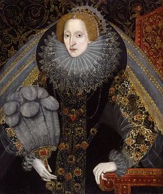 an old painting of a woman in black and gold