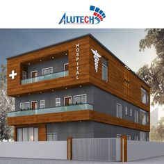 façade design Exterior Elevation, Hospital Architecture, House Elevation