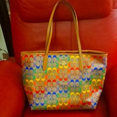 This Is A Large Coach Tote Can Be Used As An Over Night Bag Or Work Tote. I Love This Bag A Little Too Large For Me. Designer Multicolor Bags For Errands, Luxury Multicolor Everyday Bags, Designer Multicolor Bags For Everyday Use, Designer Multicolor Shoulder Bag For Everyday, Designer Multicolor Everyday Bag, Coach Multicolor Rectangular Bag, Multicolor Rectangular Coach Bags, Designer Multicolor Shoulder Bag For Shopping, Coach Multicolor Shoulder Bag For Everyday