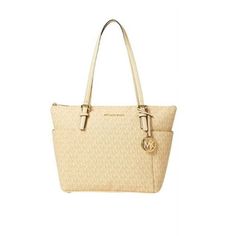 A classic silhouette made for a sophisticated, modern woman: The MICHAEL Michael Kors Jet Set Item East/West Top Zip Tote. Tote made of leather. Top zip closure. Buckled shoulder straps. Exterior slip pockets. Brand logo hardware. Protective metal-foot base. Features a back-wall zip pocket, slip pocket and a keyfob. Signature monogram-lined interior. Imported. Measurements: Bottom Width: 11 in Depth: 4 12 in Height: 10 in Strap Length: 22 in Strap Drop: 9 in Weight: 1 lb 7 oz Size: one size.  Co Michael Kors Luggage, Iphone Homescreen, Iphone Homescreen Wallpaper, Zip Tote, Homescreen Wallpaper, Satchel Handbags, East West, Kors Jet Set, In Depth