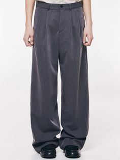 This is a casual and comfortable pants by THAT`S IT that is made out of high quality and sturdy fabric. With minimal design detail and trendy mood, you can style it for your casual and refined daily outfit.- Two tuck on the waist- Wide silhouette- Comfortable and minimal look Solid Color Baggy Pants For Business Casual, Baggy Business Casual Pants, Baggy Solid Color Pants For Business Casual, Baggy Solid Pants For Business Casual, Solid Color Relaxed Fit Dress Pants With Pockets, Gray Cotton Wide Leg Workwear Pants, Gray Cotton Wide Leg Pants For Work, Oversized Workwear Trousers, Gray Baggy Pants For Workwear