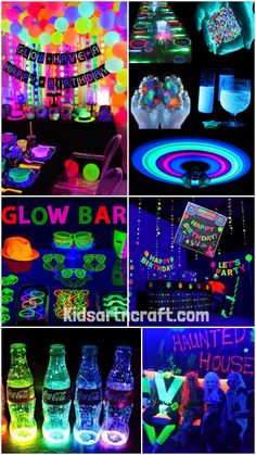 neon party decorations and glow bar at the children's birthday party in las vegas, nv