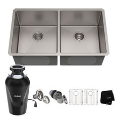 double bowl stainless steel kitchen sink with accessories