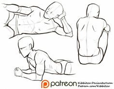 an image of a man doing exercises on his stomach and back, in three different positions