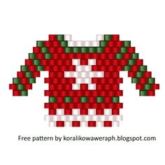 a red and white shirt with green trims on the chest is featured in this free pattern