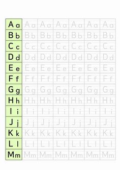 the uppercase and lowercase letters are shown in green