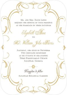 a wedding card with an ornate frame