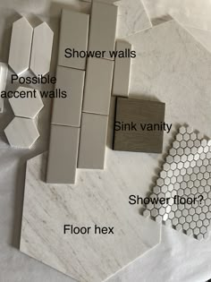 the different types of tile are shown on top of each other, including flooring and wall coverings