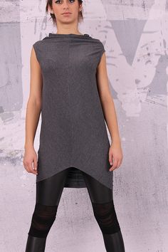 Gray extravagant asymmetrical sleeveless tunic top UM-015-VL | Etsy Sleeveless Tunic Tops, Loose Top, Top Plus Size, Oct 1, Sleeveless Tunic, Loose Tops, May 31, Tunic Top, Bra Sizes