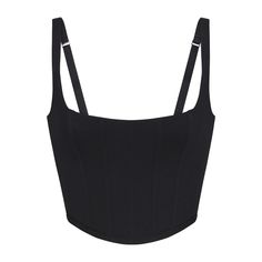 Chic Underbust Crop Top With Straps, Elegant Evening Crop Top With Adjustable Straps, Black Top With Adjustable Straps And Underbust Shape, Black Tops With Adjustable Straps And Underbust Shape, Elegant Fitted Tank Top With Wide Straps, Chic Black Crop Top With Removable Bra Pads, Elegant Black Crop Top With Adjustable Straps, Underbust Strap Crop Top, Black Crop Top With Removable Bra Pads