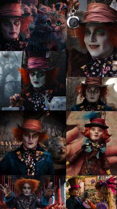 many different pictures of clowns and their costumes