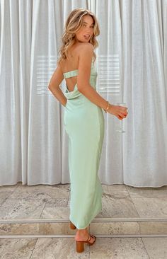 Genevieve Sage Maxi Skirt – Beginning Boutique US Sage Top, Dainty Jewellery, Prom Midi Dress, Summer Playsuit, Glam Look, Semi Formal Dresses, Glam Looks, Strapless Tops, Long Crop Top