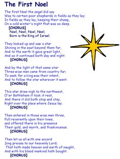 the first noel poem is written in blue ink with a yellow star above it and other words below