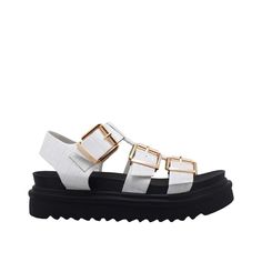 Vegan leather upper with man made sole Ankle buckle closure Platform measures approx. 1.5" H Imported Most Comfortable Shoes, Boost Your Confidence, Shoe Box, Natural Leather, Comfortable Shoes, Leather Sandals, Women's Shoes, Vegan Leather, White And Black