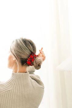 Bamboo Tartan Red Scrunchie - Classic – Chelsea King Inc. Black Scrunchies, Cute Scrunchies, Red Scrunchie, Waist Length Hair, Red Headband