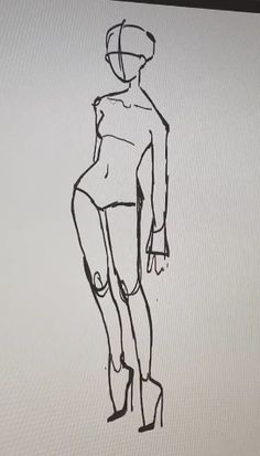 a black and white drawing of a female figure