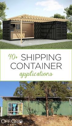 shipping containers with text overlay that reads, 10 shipping container applications for the homeowners