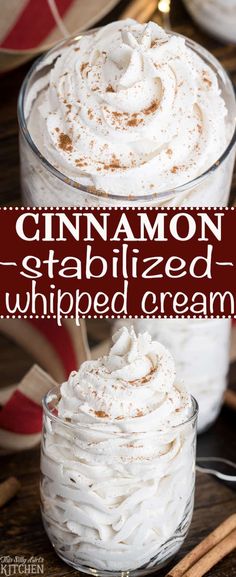 cinnamon stabilized whipped cream in a glass jar