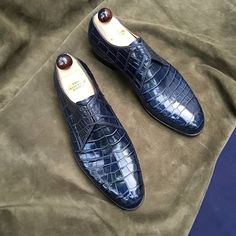 Dark Blue Crocodile Texture Leather Dress Shoes on Storenvy Alligator Dress Shoes, Mens Dress Hats, Crocodile Boots, Crocodile Texture, Quality Leather Boots, Italian Suit, Crocodile Shoes, Custom Design Shoes, Best Shoes For Men