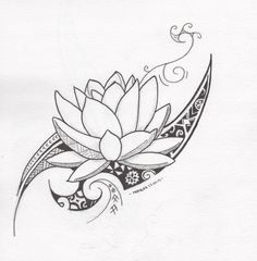 a drawing of a lotus flower on white paper