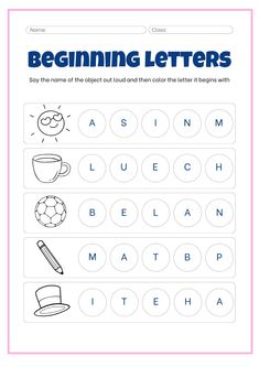 the beginning letter worksheet for children to practice their handwriting and writing skills with