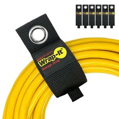 a yellow extension cord with six black wires