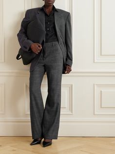 Impeccable tailoring is at the core of every The Row collection - the brand is even named after London's bespoke suiting street, Savile Row. Made from wool, these 'Gandal' pants have a mid-rise waist and pressed creases through the straight legs. Wear yours with one of the label's collared shirts. Collared Shirts, Bespoke Suit, London Street Style, Savile Row, Gray Suit, Wool Pants, Pants Straight, Straight Pants, Office Fashion