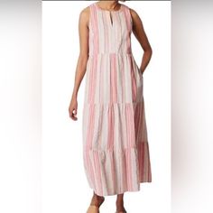 Beautiful For The Summer Sleeveless Vertical Stripes Maxi Dress, Beach White Maxi Dress With Vertical Stripes, Casual Sleeveless Maxi Dress With Vertical Stripes, Striped Summer Maxi Dress For Daywear, Summer White Dress With Vertical Stripes, Casual Sleeveless Dress With Vertical Stripes, White Maxi Dress With Vertical Stripes For Spring, Casual Striped Sleeveless Maxi Dress, Striped Sleeveless Daywear Dress