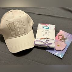 Miss To Mrs Wife Bundle - Nwt - Wife Life Hat, Home Is Where The Heart Is Keychain, And Wife Of The Party Crew Neck T-Shirt (Medium) Mrs White, Wife Of The Party, Miss To Mrs, Wife Life, Home Is Where, Where The Heart Is, Neck T Shirt, Pink White, Bundles