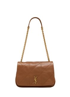 "Find SAINT LAURENT Jamie 4.3 Small Ysl Shoulder Bag In Quilted Smooth Leather on Editorialist. Saint Laurent \"Jamie\" shoulder bag in patchwork leather Features signature YSL logo lettering Sliding chain shoulder strap can be doubled Interior, one zip pocket and one slip pocket Light bronze hardware Approx. 9.8\"H x 6.2\"W x 2.7\"D Made in Italy" Designer Quilted Brown Bag, Designer Brown Quilted Bag, Ysl Small Le 5 A 7 Supple Shoulder Bag, Designer Quilted Leather Flap Bag, Ysl Kate Suede Bag, Luxury Brown Quilted Bag, Luxury Quilted Leather Flap Bag, Saint Laurent Quilted Bag, Black Ysl Bag Quilted