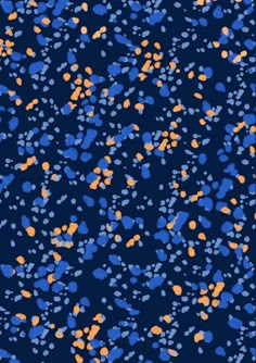 an abstract blue and orange background with small dots in the center, on a dark blue background