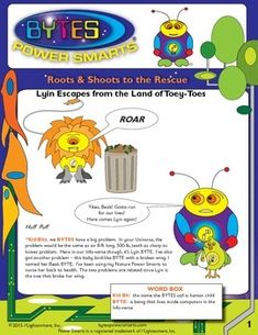 an advertisement for the power smarts book, featuring cartoon characters and their respective words