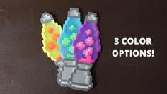 three color options for legos to use in the creation of an origami hand