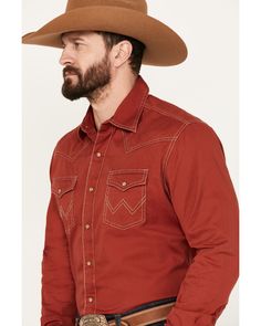 Retro Men, Solid Red, Red Design, Hem Style, Mens Fleece, Western Shirt, Western Shirts, Boots For Sale, Flap Pocket