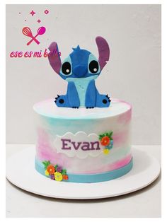 a birthday cake decorated with an image of stitcher from the disney movie, lilpui