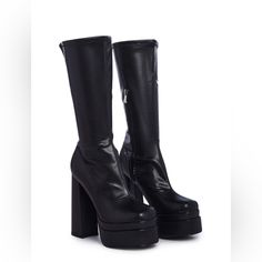 Vixen Vendetta Platform Boots. These Platform Boots Have A Vegan Leather Construction, A Block Heel, A Platform Sole, And A Side Zip Closure. Use To Dress Up Outfits Like Miss Sabrina Carpenter!!! Bought But Have Never Used Because I Bought The Wrong Size (I’m Usually An 7 1/2 Or 8!) These Retail For $75-85. Message Me Reasonable Offers #Platformboots#Boot #Demonia #Bratz #Sabrinacarpenter Chunky Platform High Heel Boots In Faux Leather, Faux Leather Boots With Chunky Platform And High Heel, High Heel Platform Boots In Faux Leather, High Heel Faux Leather Platform Boots, Faux Leather Wide Calf Platform Boots, Trendy Faux Leather Platform Boots With Closed Toe, Punk High Heel Platform Boots In Faux Leather, Punk Platform Boots With High Heel In Faux Leather, Chunky Platform High Ankle Heels In Faux Leather