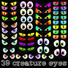 an image of halloween eyes with different colors