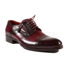 Paul Parkman Handmade Shoes Men's Shoes Purple & Bordeaux Cap Toe Derby Oxfords (PM2005)-AmbrogioShoes Shoes Purple, Mens Designer Shoes, Handmade Shoes, World Of Fashion, Color Purple, Designer Shoes, Derby, Calf Skin, Dress Shoes Men