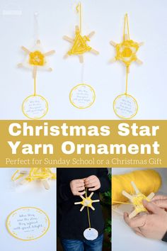 the christmas star yarn ornament is perfect for sunday school or a christmas gift